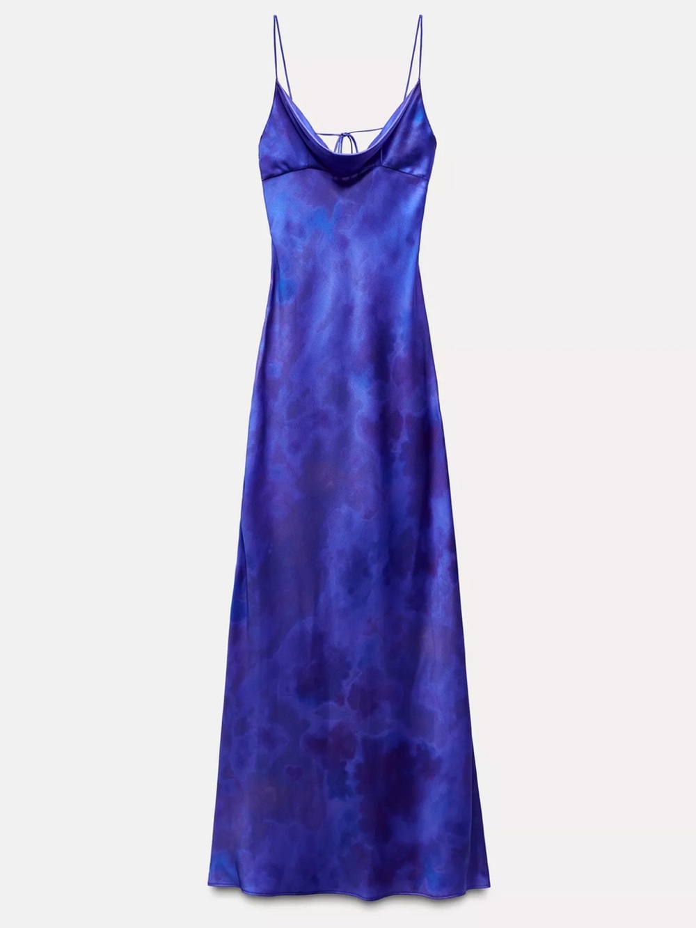 Zara Satin Slip Maxi Dress in Vibrant Blue-Purple
